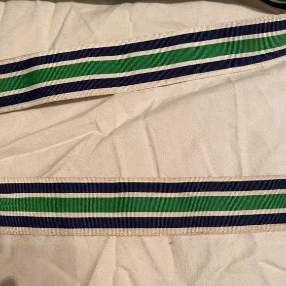 SOLD Vineyard Vines Green and Blue Striped D-Ring Belt - Picture 2 of 3